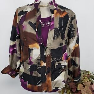 N Touch 2 Piece Jacket and Top Set Petite S 10 VGUC